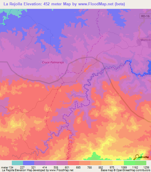 La Rejolla,Dominican Republic Elevation Map