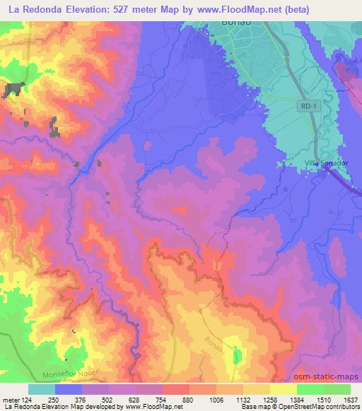 La Redonda,Dominican Republic Elevation Map