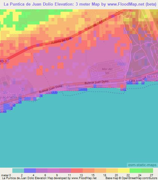 La Puntica de Juan Dolio,Dominican Republic Elevation Map