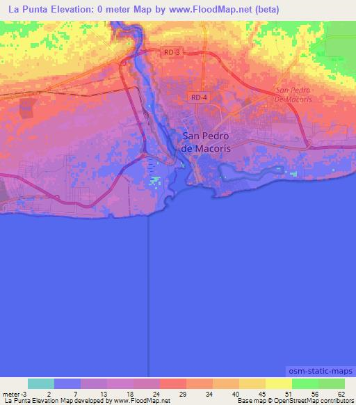 La Punta,Dominican Republic Elevation Map