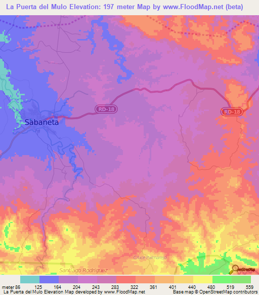 La Puerta del Mulo,Dominican Republic Elevation Map