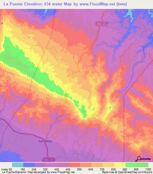 La Puente,Dominican Republic Elevation Map