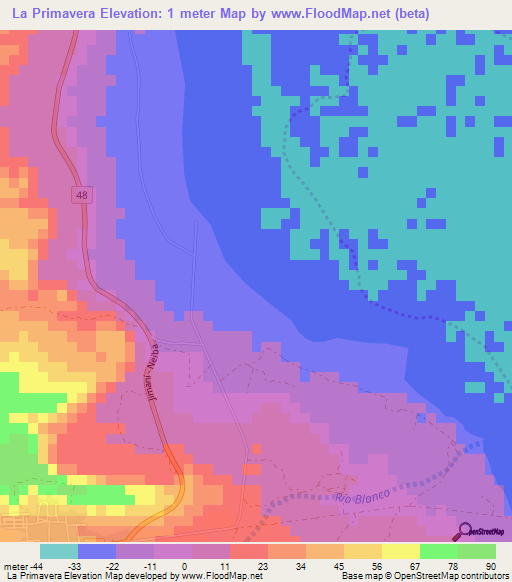 La Primavera,Dominican Republic Elevation Map