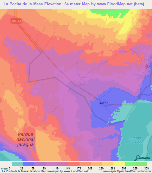 La Pocita de la Mesa,Dominican Republic Elevation Map