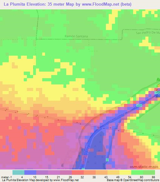 La Plumita,Dominican Republic Elevation Map