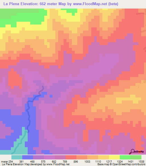 La Plena,Dominican Republic Elevation Map