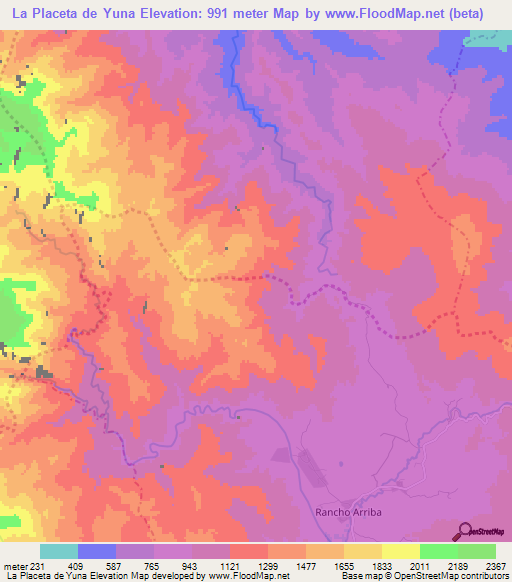 La Placeta de Yuna,Dominican Republic Elevation Map