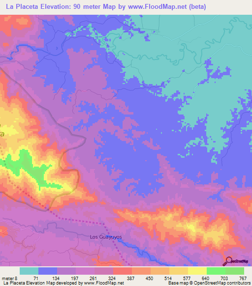 La Placeta,Dominican Republic Elevation Map