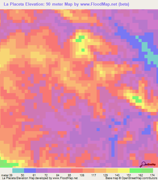 La Placeta,Dominican Republic Elevation Map