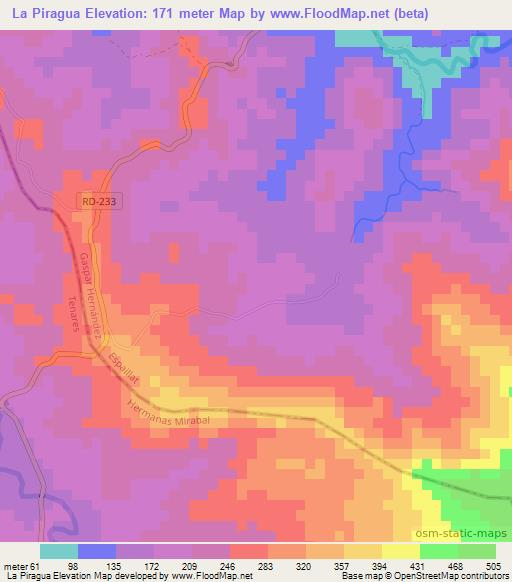 La Piragua,Dominican Republic Elevation Map