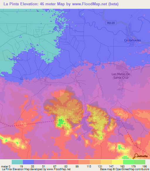 La Pinta,Dominican Republic Elevation Map