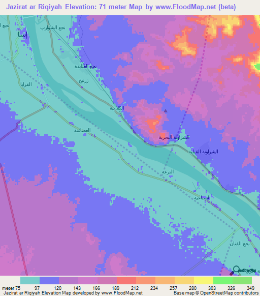 Jazirat ar Riqiyah,Egypt Elevation Map