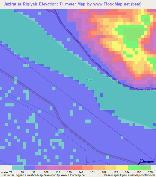 Jazirat ar Riqiyah,Egypt Elevation Map