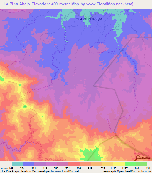 La Pina Abajo,Dominican Republic Elevation Map