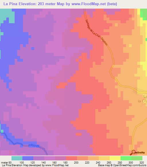 La Pina,Dominican Republic Elevation Map