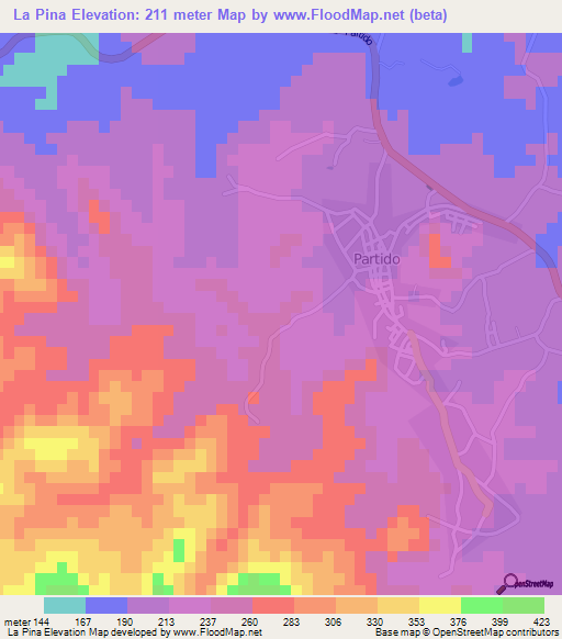 La Pina,Dominican Republic Elevation Map