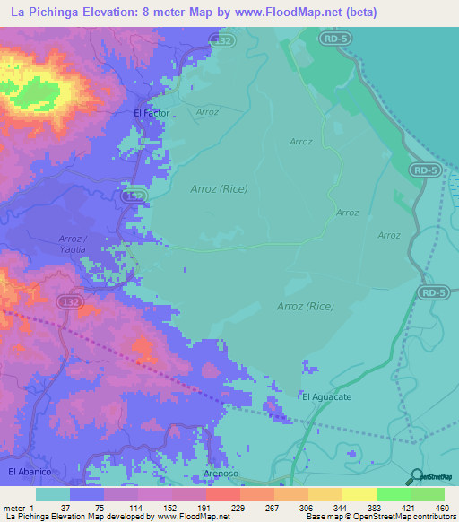 La Pichinga,Dominican Republic Elevation Map