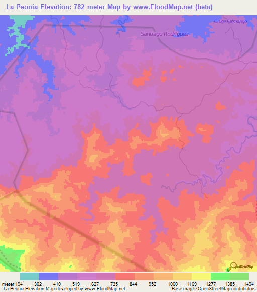 La Peonia,Dominican Republic Elevation Map