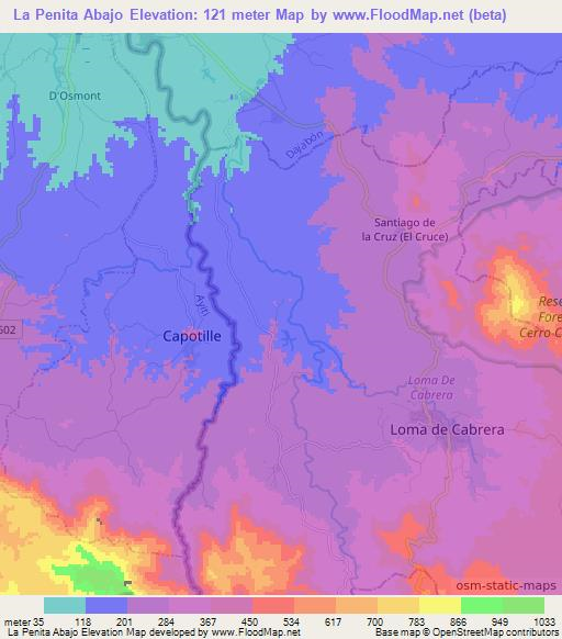 La Penita Abajo,Dominican Republic Elevation Map