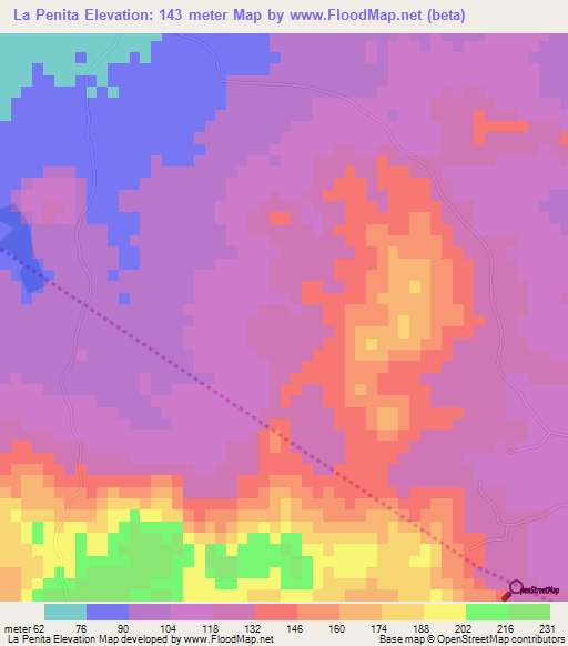 La Penita,Dominican Republic Elevation Map