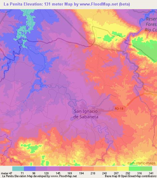 La Penita,Dominican Republic Elevation Map