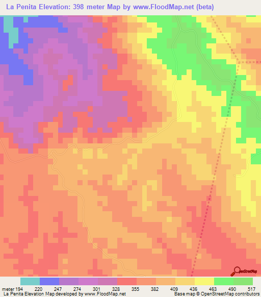 La Penita,Dominican Republic Elevation Map