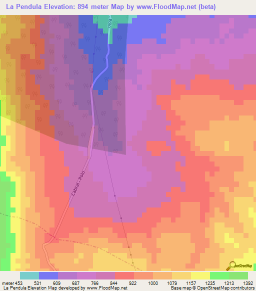 La Pendula,Dominican Republic Elevation Map