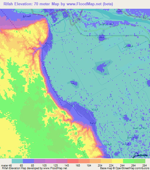 Rifah,Egypt Elevation Map