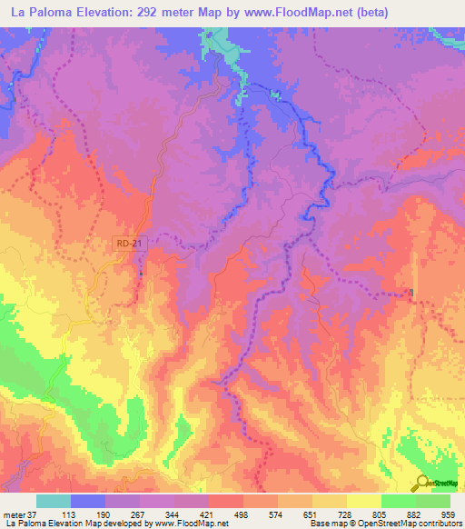 La Paloma,Dominican Republic Elevation Map