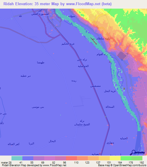 Ridah,Egypt Elevation Map