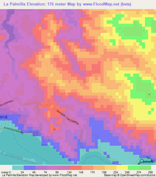 La Palmilla,Dominican Republic Elevation Map