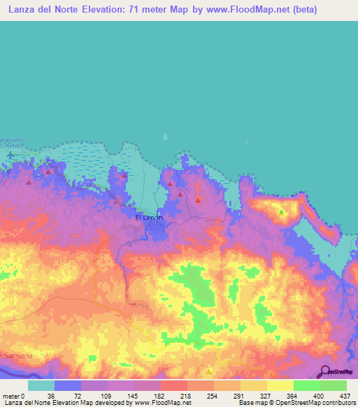 Lanza del Norte,Dominican Republic Elevation Map