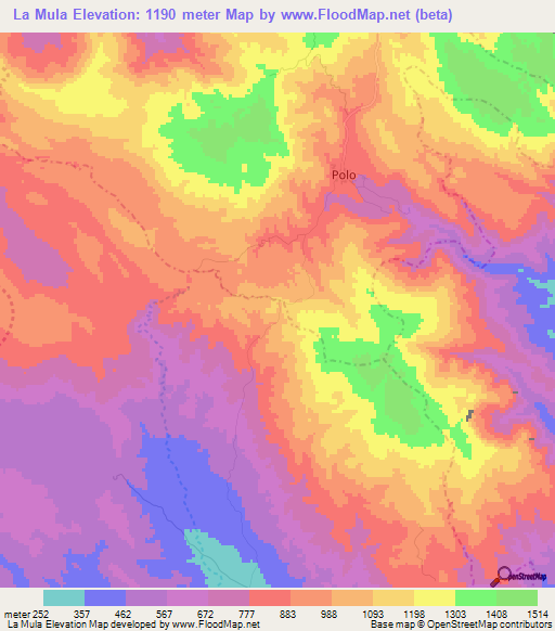 La Mula,Dominican Republic Elevation Map