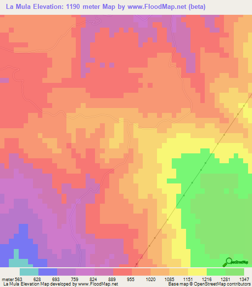 La Mula,Dominican Republic Elevation Map