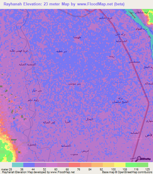 Rayhanah,Egypt Elevation Map