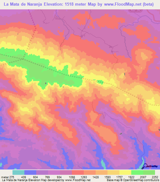 La Mata de Naranja,Dominican Republic Elevation Map