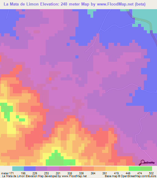 La Mata de Limon,Dominican Republic Elevation Map