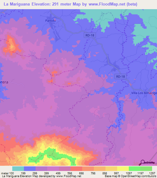 La Mariguana,Dominican Republic Elevation Map