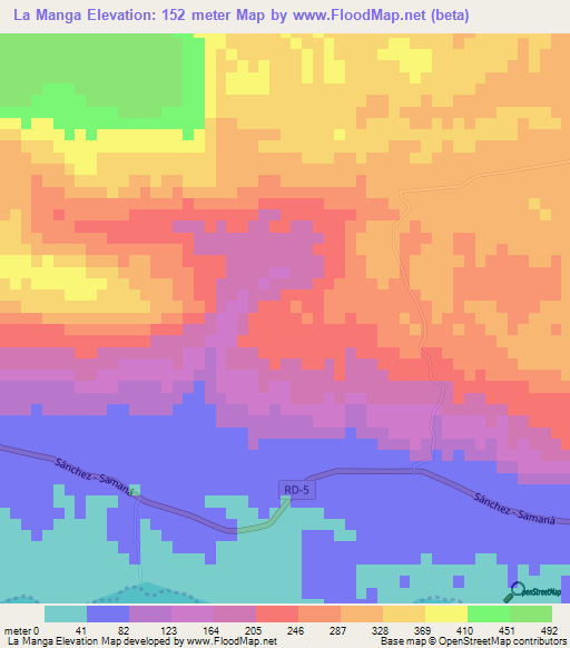 La Manga,Dominican Republic Elevation Map