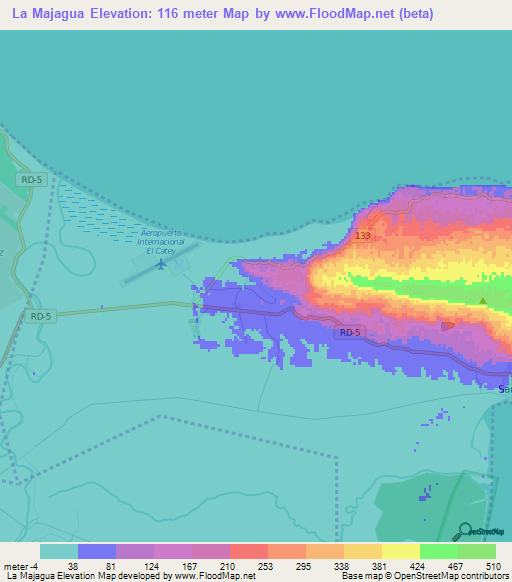 La Majagua,Dominican Republic Elevation Map