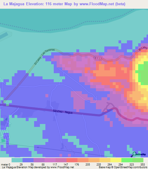 La Majagua,Dominican Republic Elevation Map