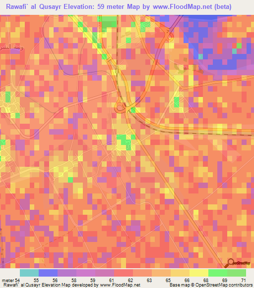 Rawafi` al Qusayr,Egypt Elevation Map