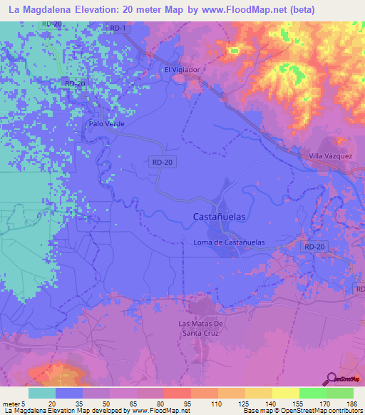 La Magdalena,Dominican Republic Elevation Map