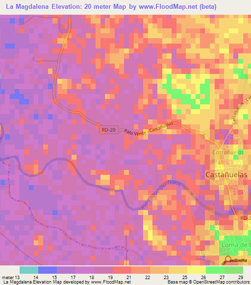 La Magdalena,Dominican Republic Elevation Map