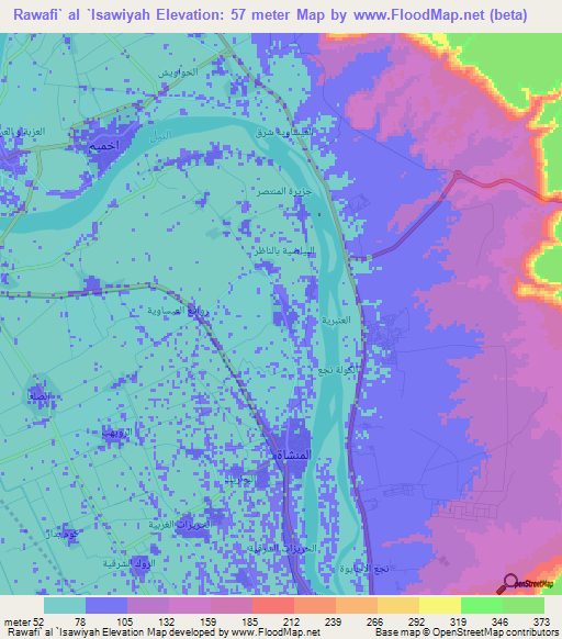 Rawafi` al `Isawiyah,Egypt Elevation Map