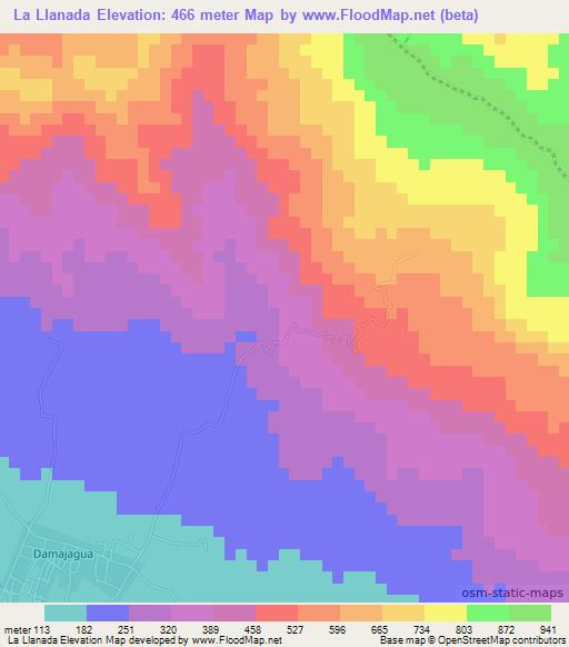 La Llanada,Dominican Republic Elevation Map