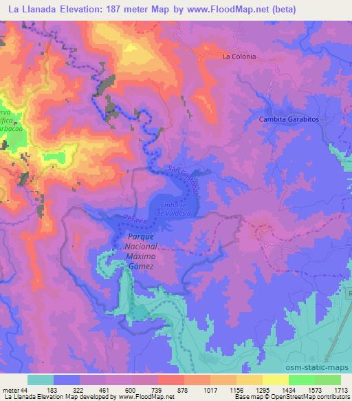 La Llanada,Dominican Republic Elevation Map