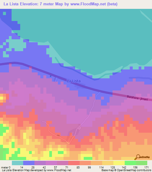 La Lista,Dominican Republic Elevation Map