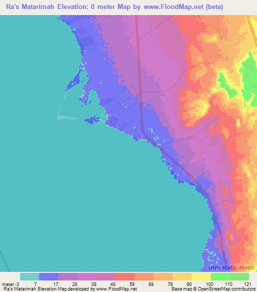 Ra's Matarimah,Egypt Elevation Map