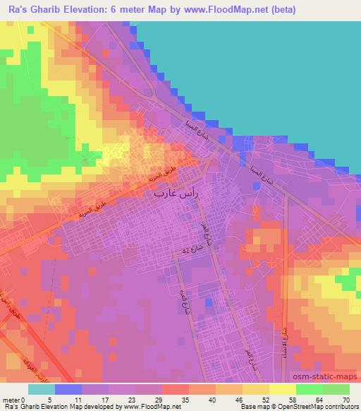 Ra's Gharib,Egypt Elevation Map